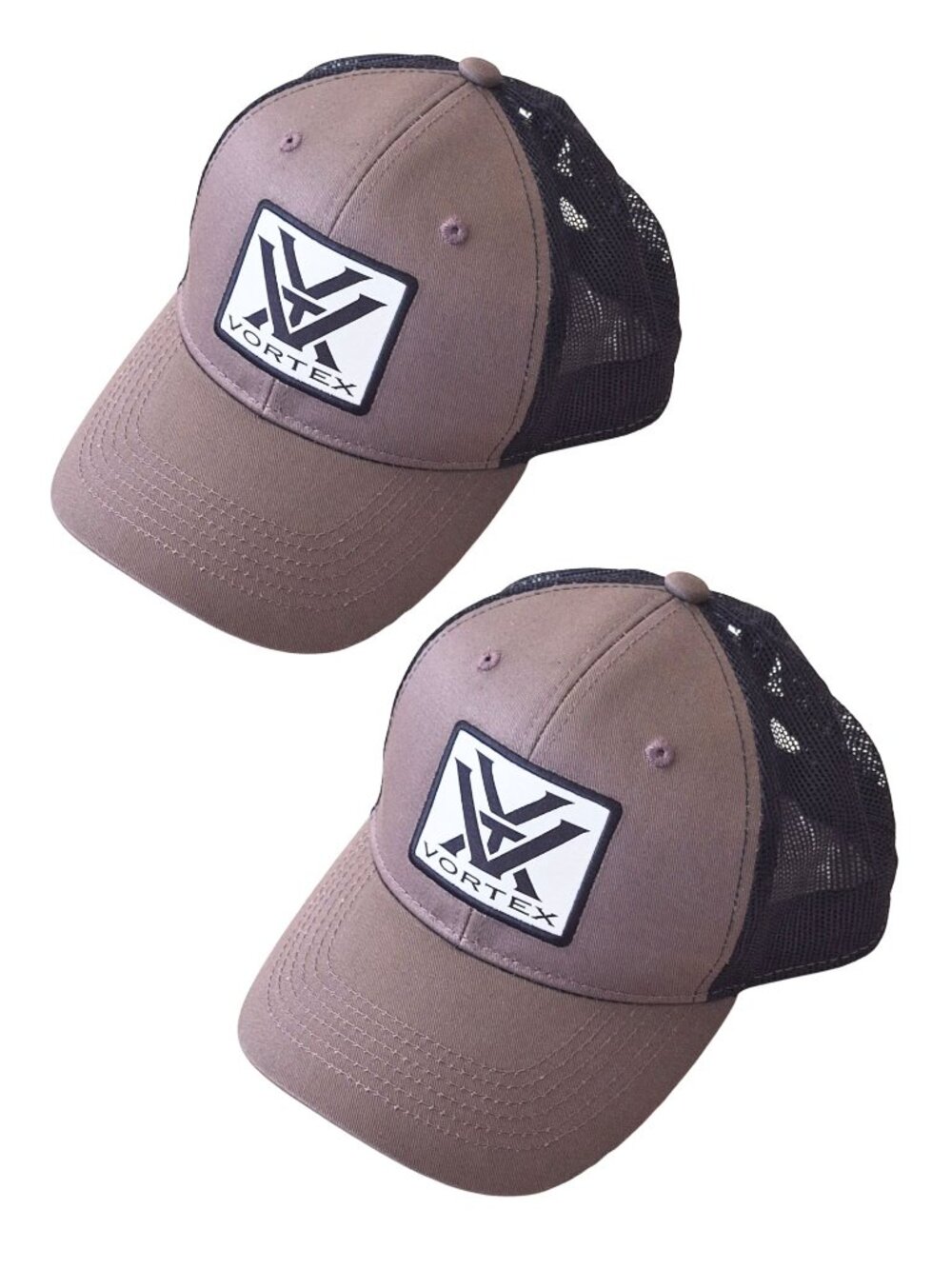 Set of 2 Vortex Trucker Hats Brown Black Mesh Snapback Caps NWOT